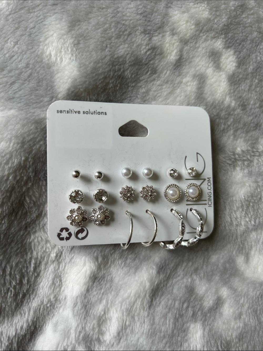 Icing Silver Tone 9-Pair Earring Set with Faux Pearls and Crystals